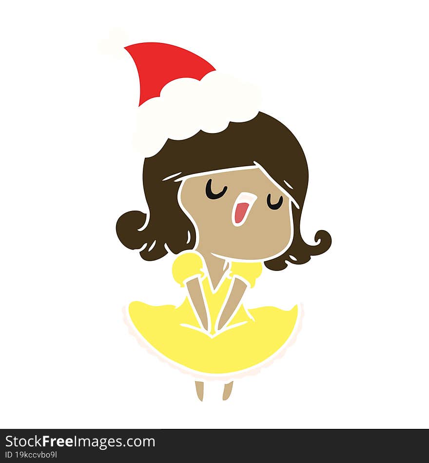 hand drawn christmas cartoon of kawaii girl