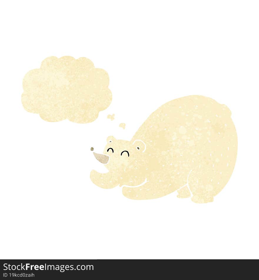 cartoon stretching polar bear with thought bubble