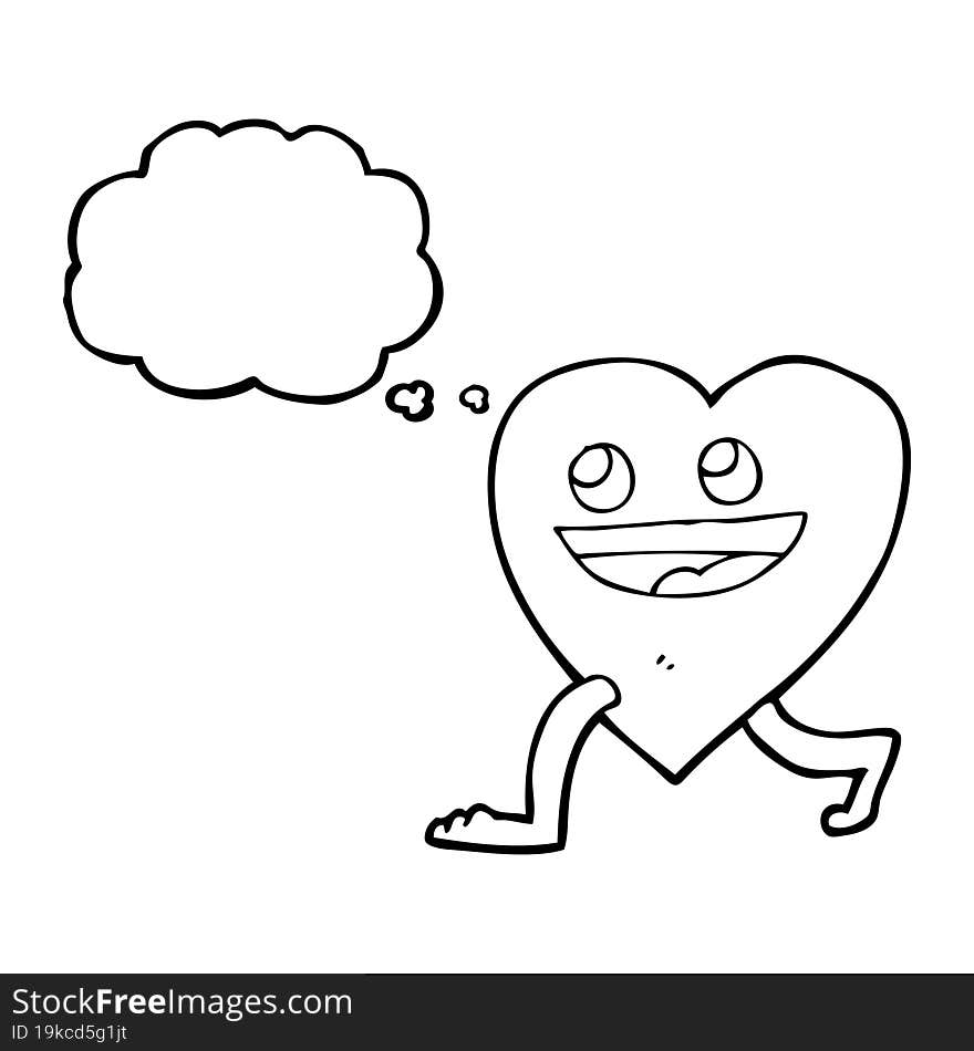 thought bubble cartoon walking heart