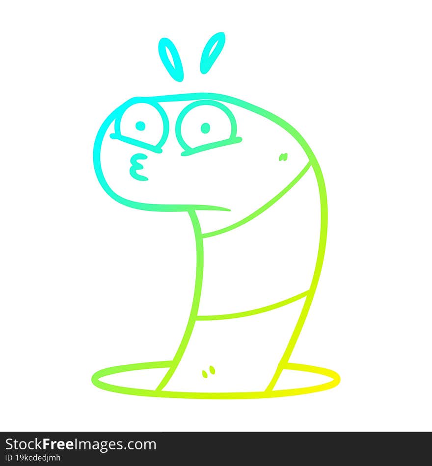 cold gradient line drawing cartoon surprised worm