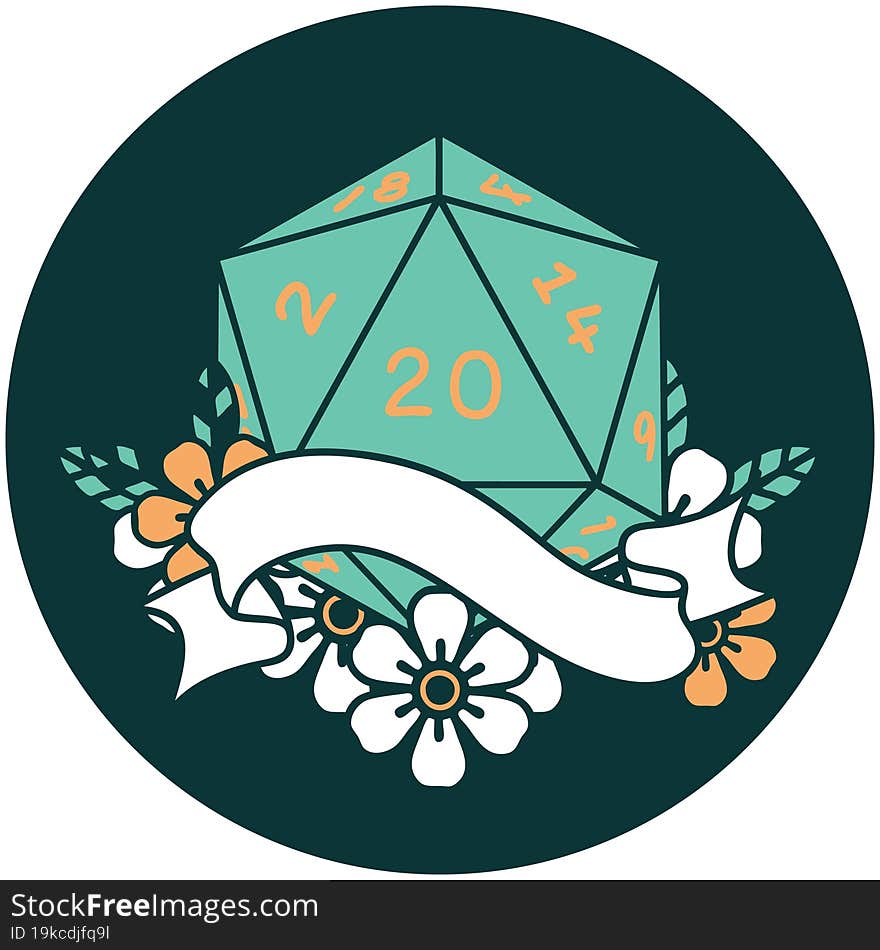 Natural Twenty D20 Dice Roll Icon