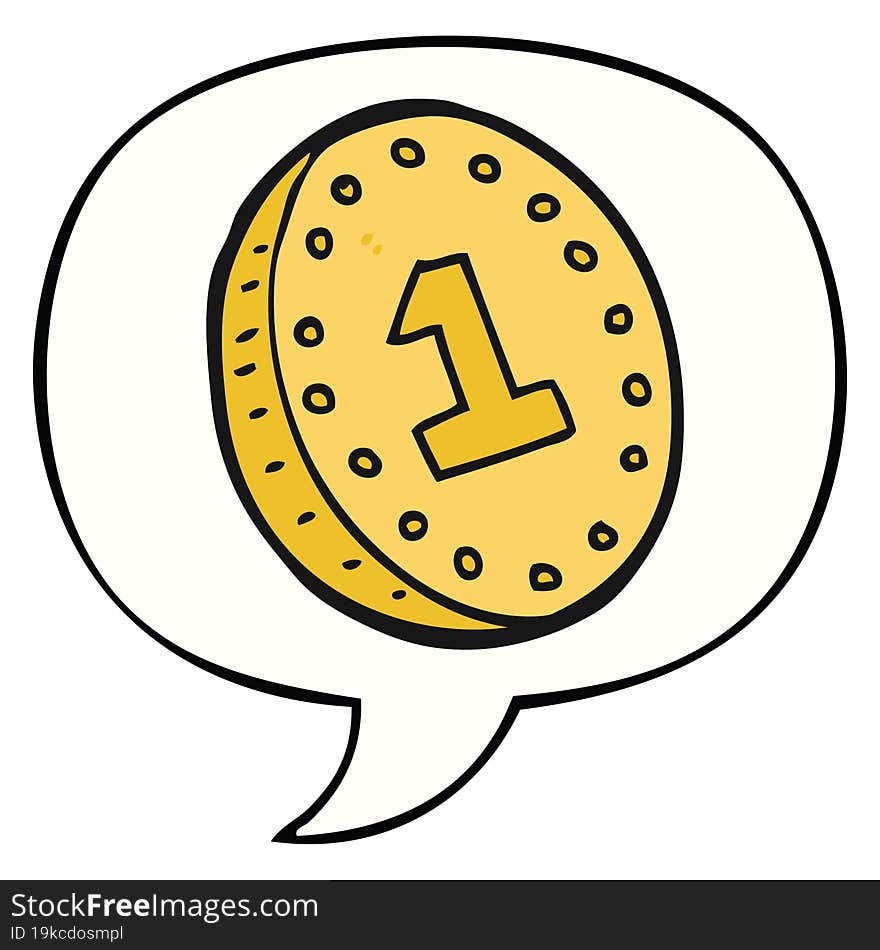 cartoon coin and speech bubble