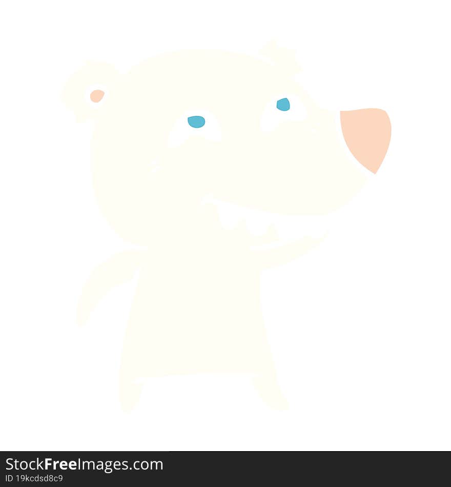 flat color style cartoon polar bear showing teeth