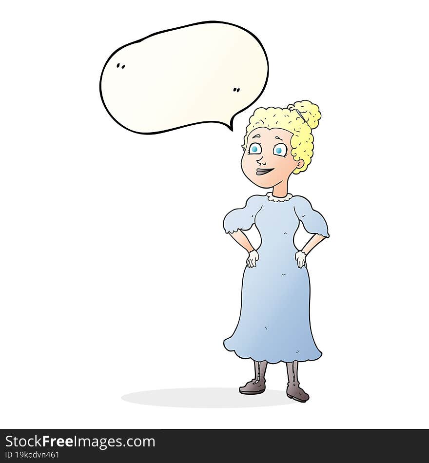 speech bubble cartoon victorian woman in dress