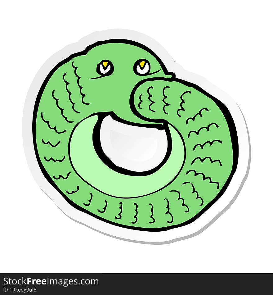 sticker of a cartoon snake eating own tail