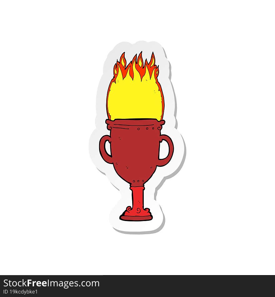 sticker of a cartoon flaming trophy