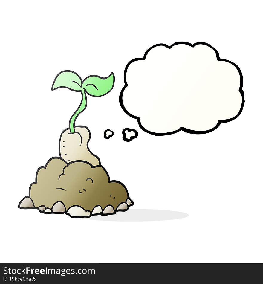 thought bubble cartoon sprouting seed