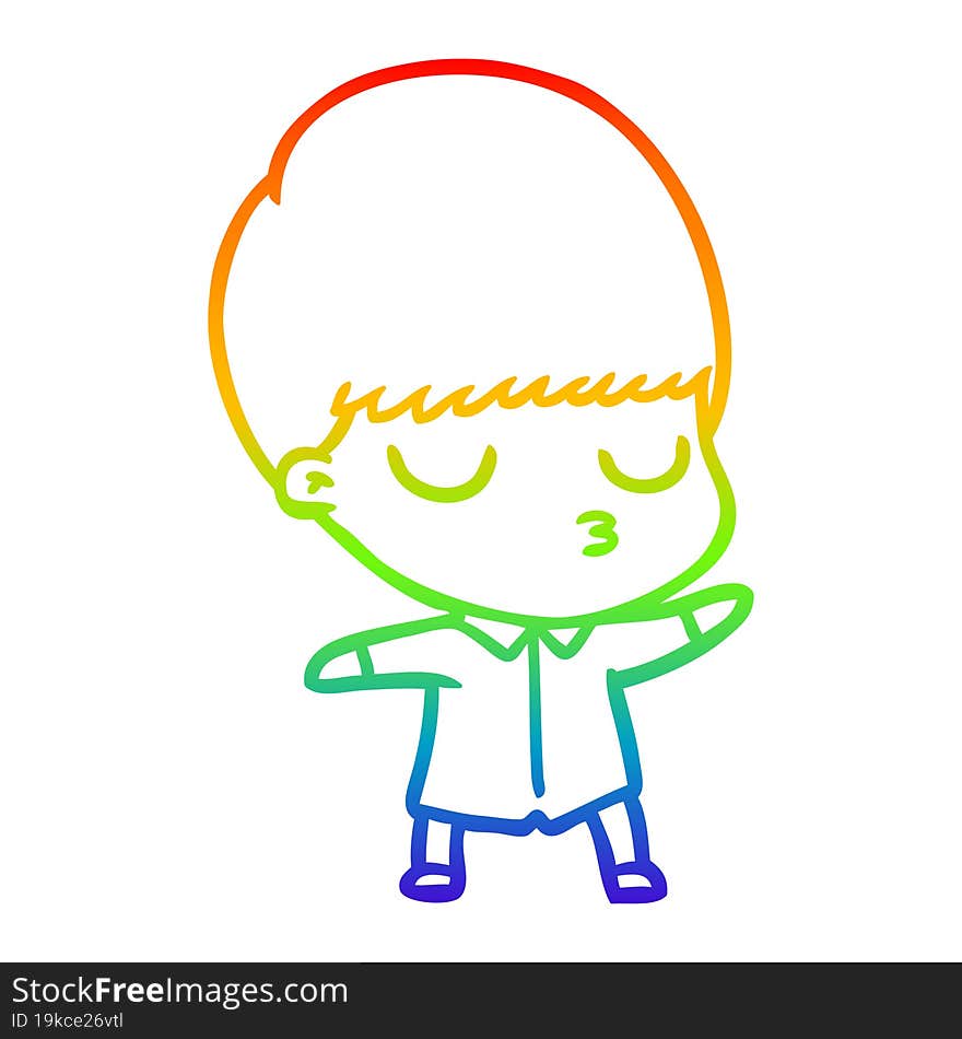 rainbow gradient line drawing cartoon calm boy