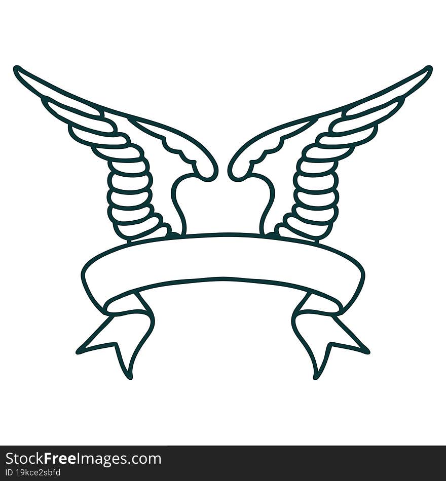 Tattoo With Banner Of A Wing