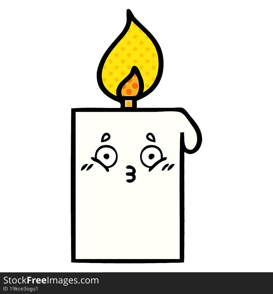 comic book style cartoon of a lit candle