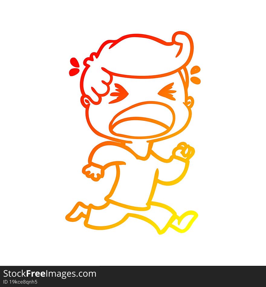 warm gradient line drawing of a cartoon shouting man