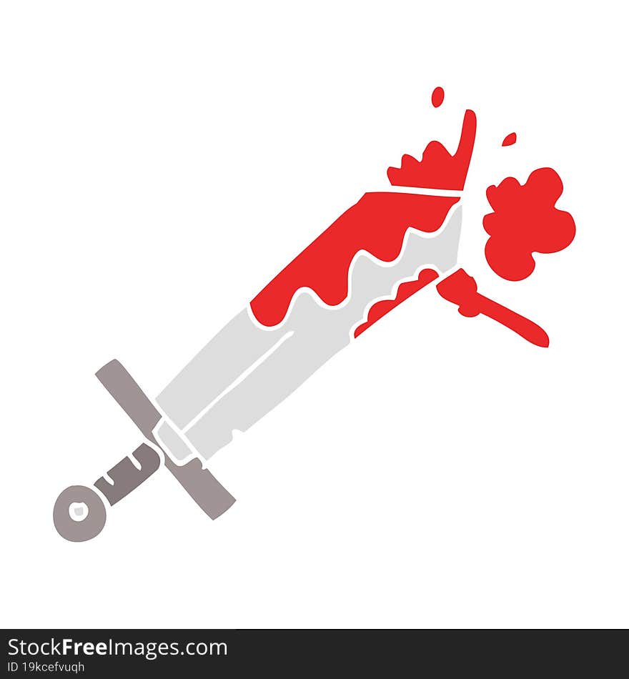 bloody flat color style cartoon sword