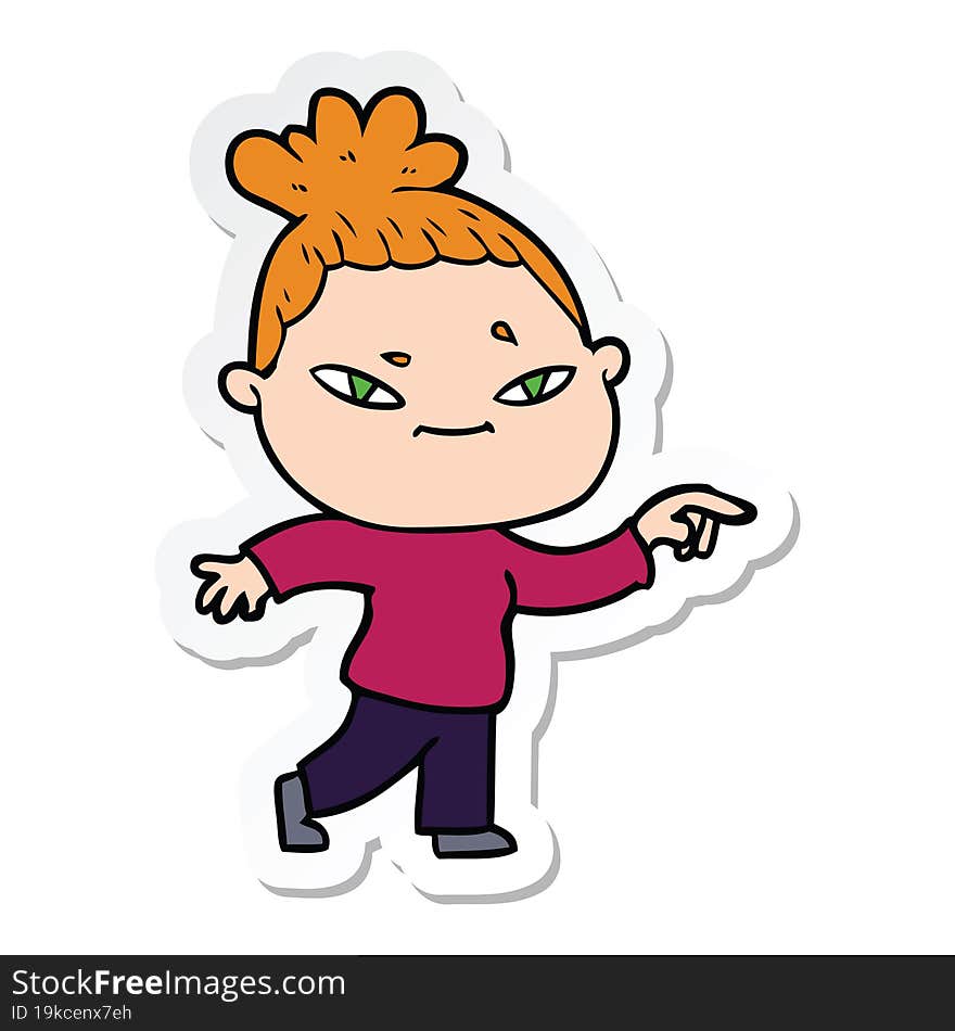 Sticker Of A Cartoon Woman