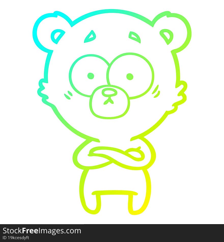 cold gradient line drawing surprised bear cartoon