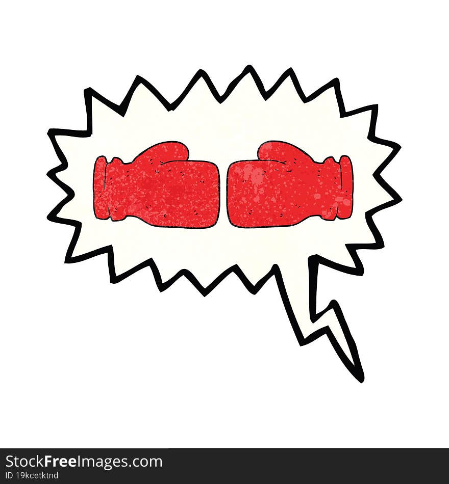 speech bubble textured cartoon boxing glove