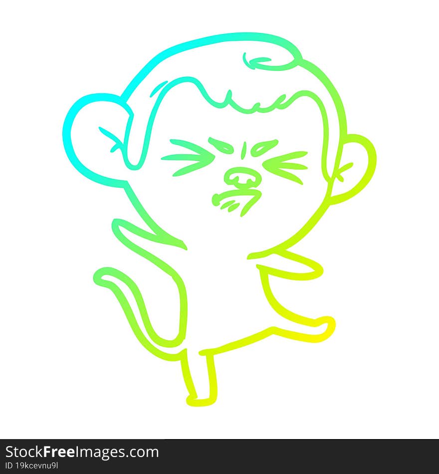 cold gradient line drawing cartoon annoyed monkey