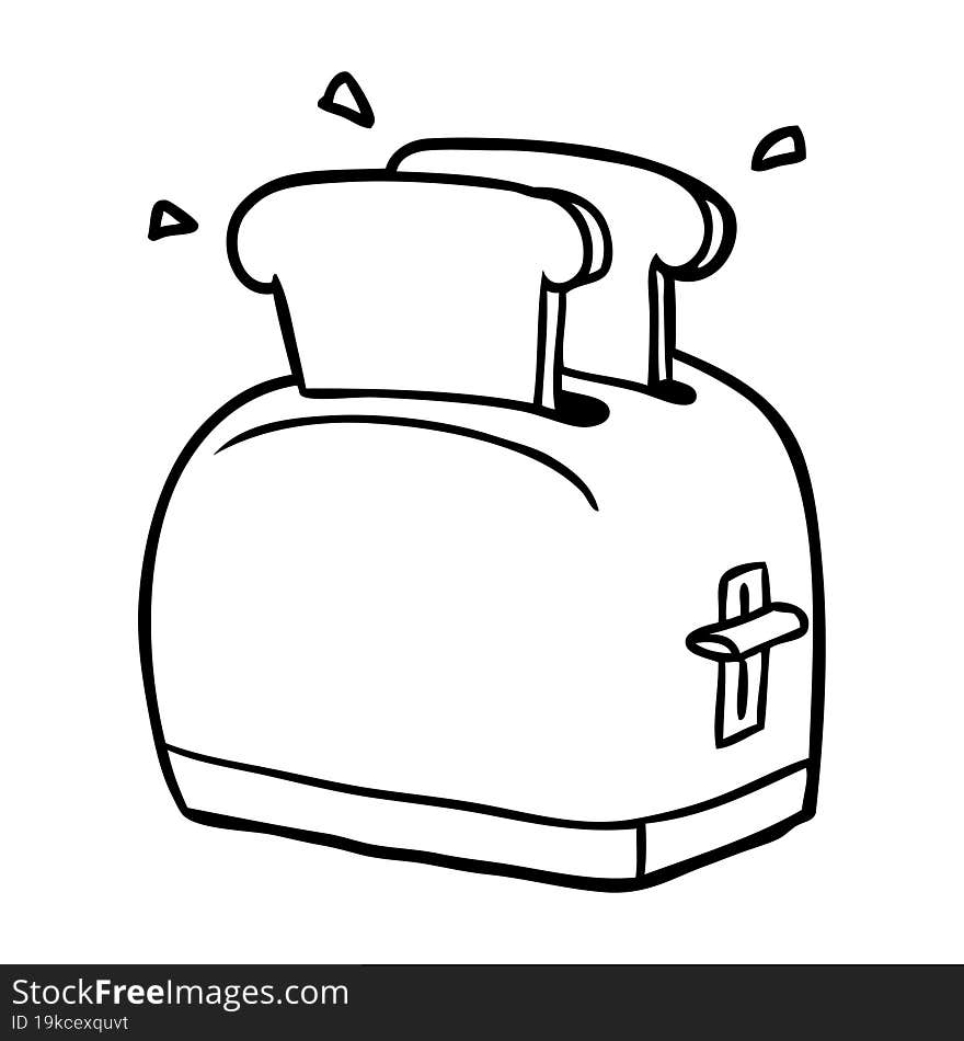 line drawing of a toaster toasting bread. line drawing of a toaster toasting bread