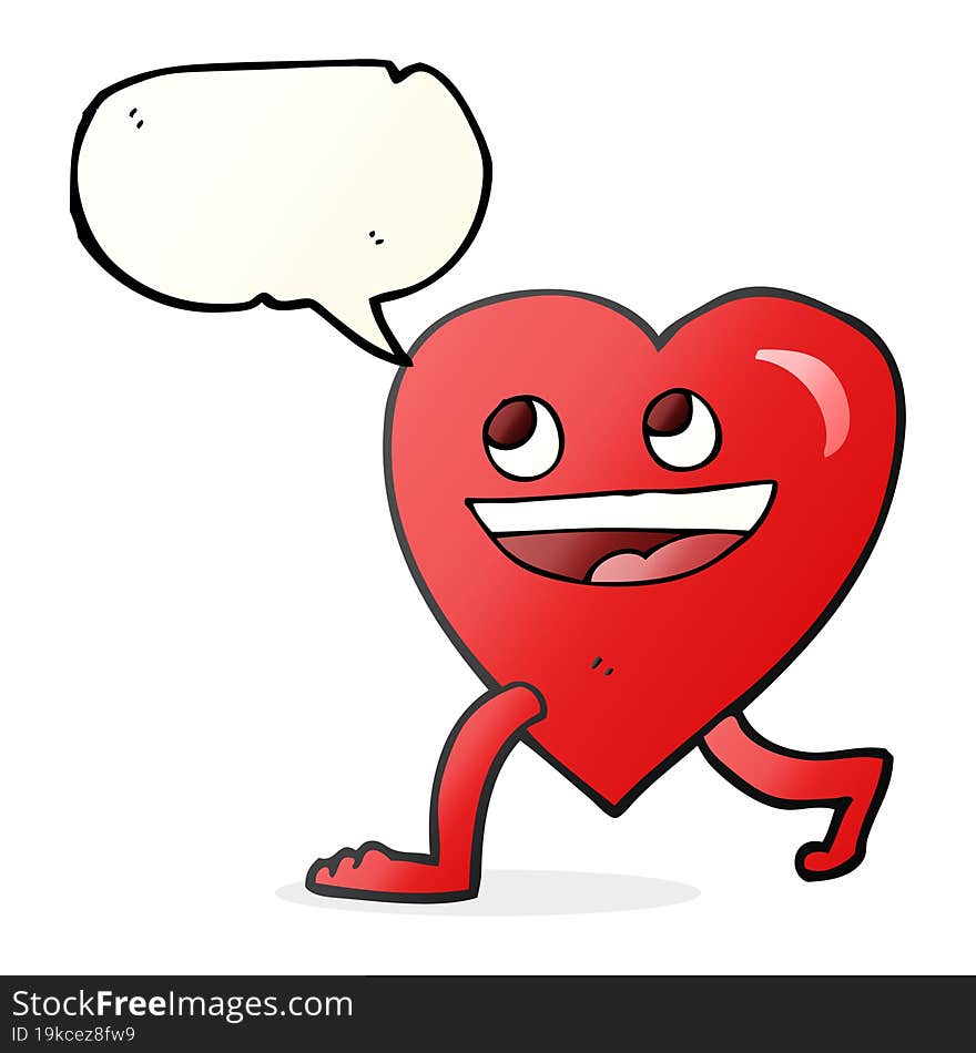 speech bubble cartoon walking heart