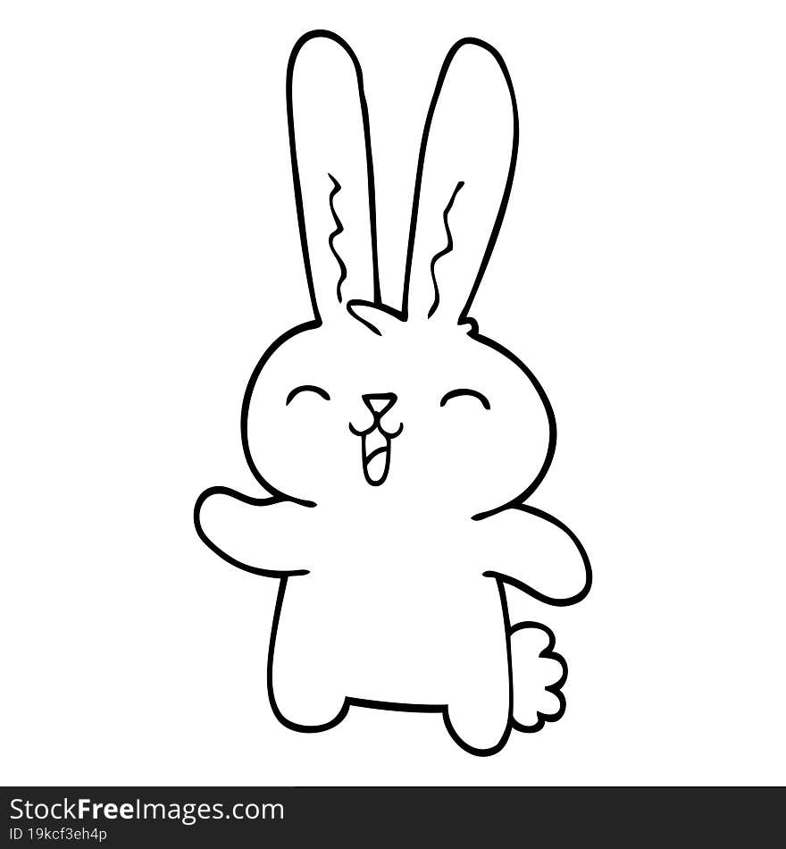 line drawing cartoon jolly rabbit