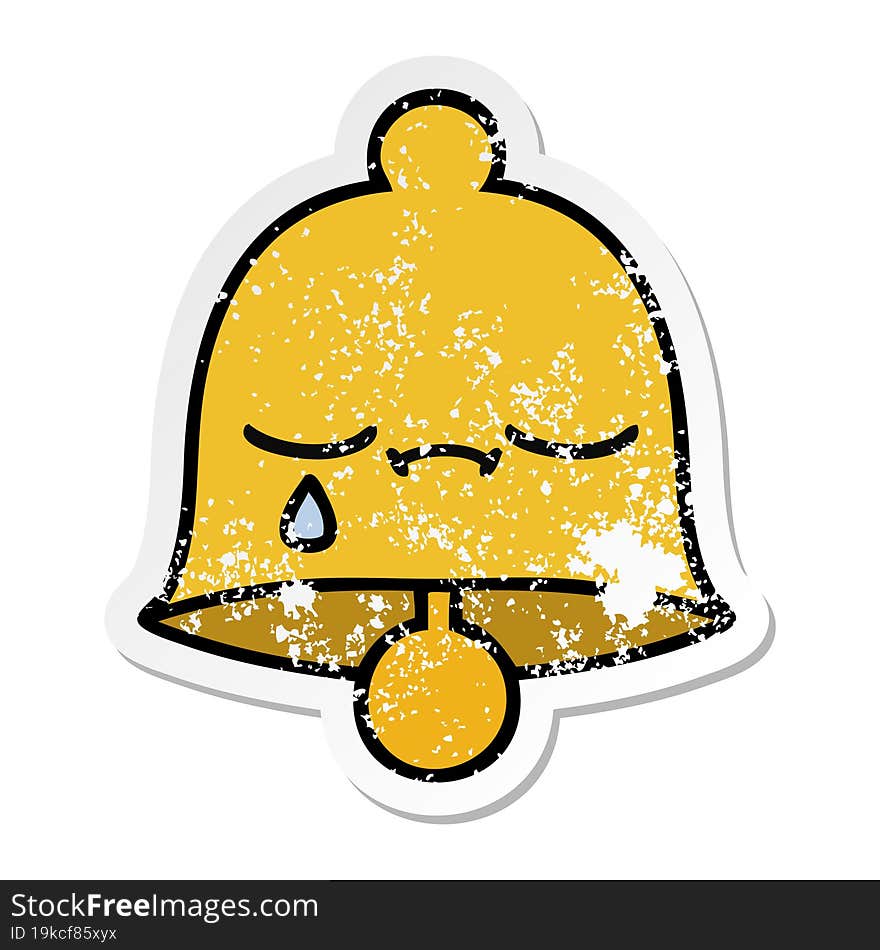 distressed sticker of a cute cartoon bell