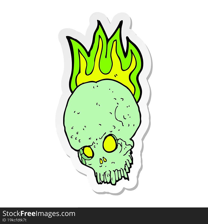 sticker of a cartoon spooky skull