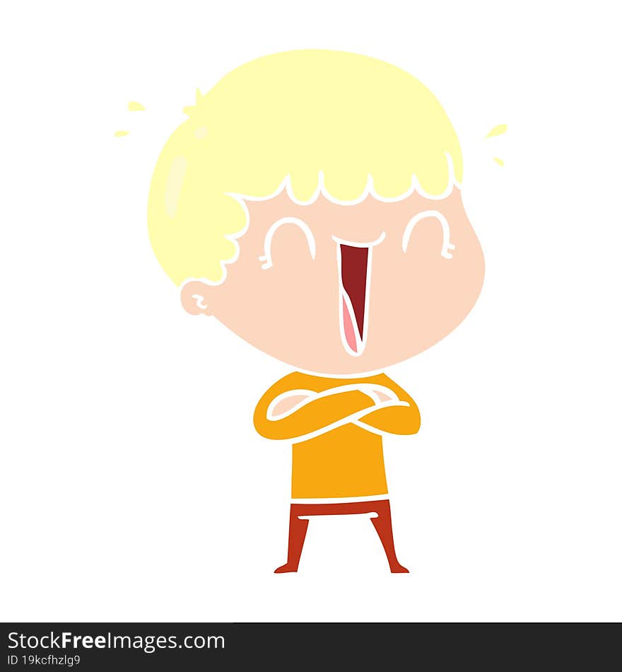 Laughing Flat Color Style Cartoon Man