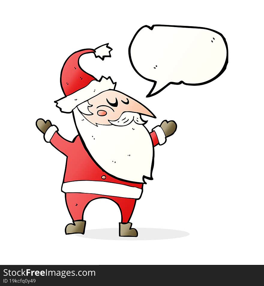 cartoon santa claus with speech bubble