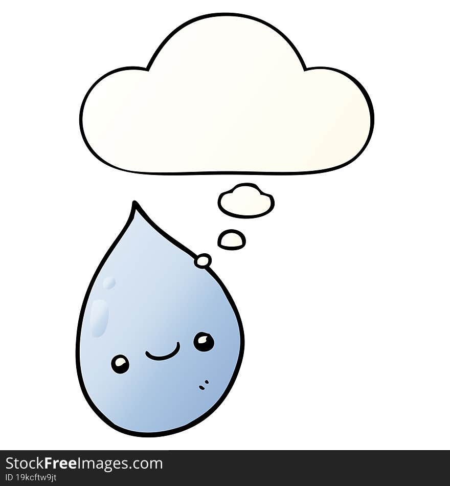 Cartoon Raindrop And Thought Bubble In Smooth Gradient Style