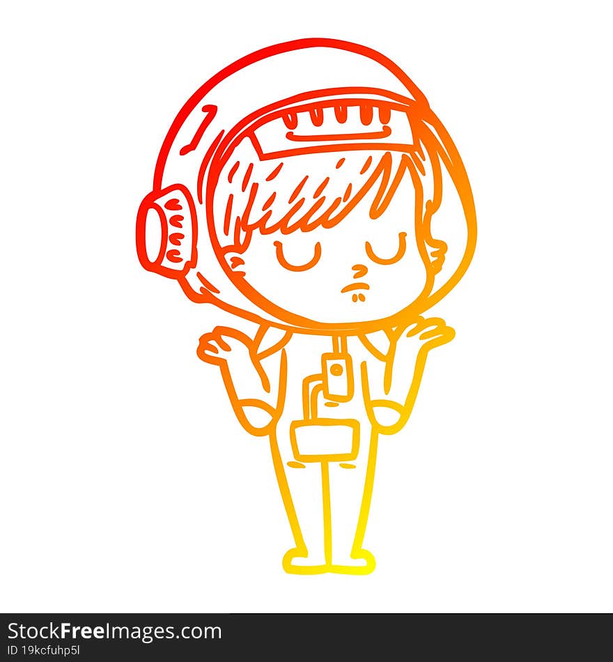 warm gradient line drawing cartoon astronaut woman