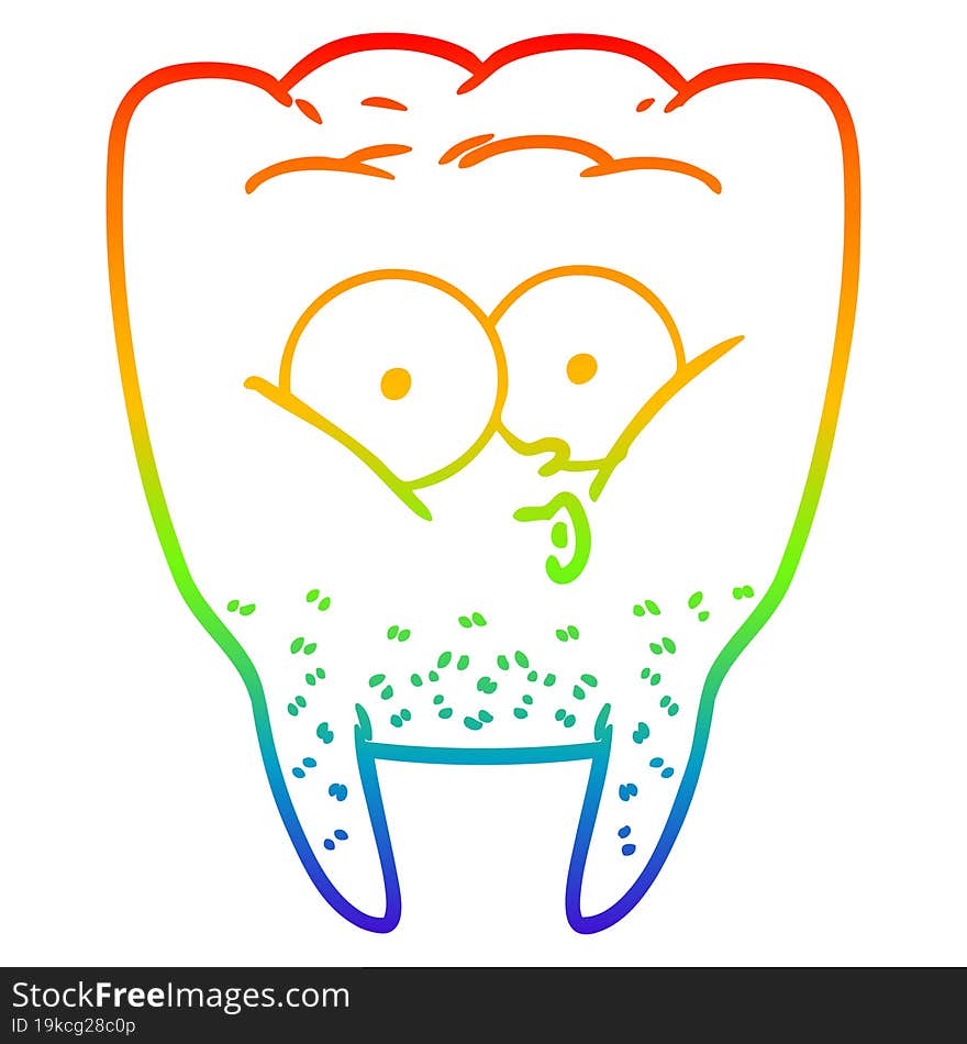 rainbow gradient line drawing cartoon whistling tooth