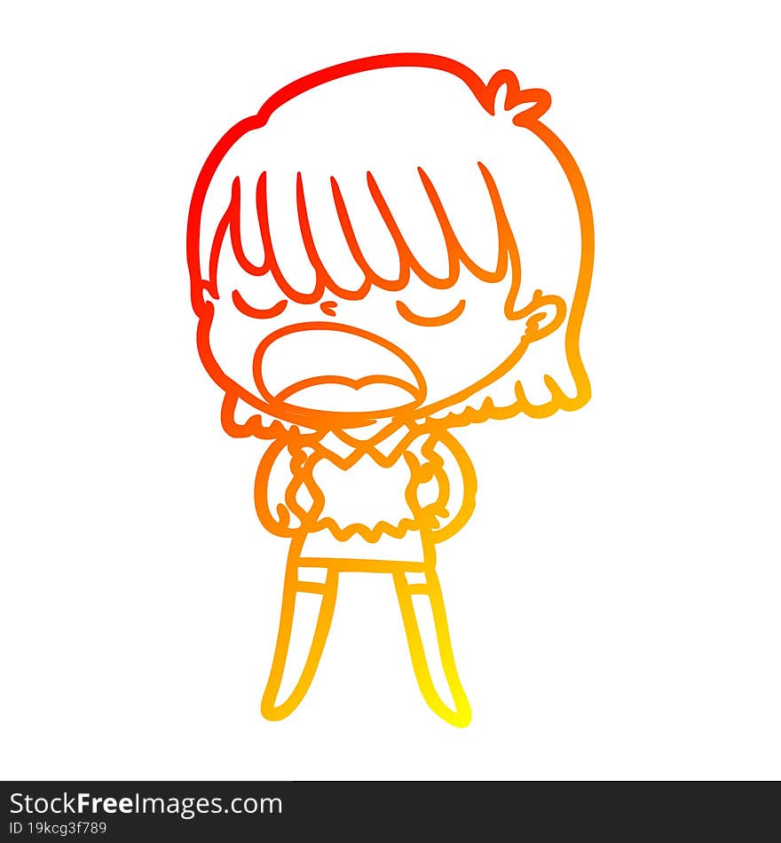 warm gradient line drawing cartoon woman talking loudly