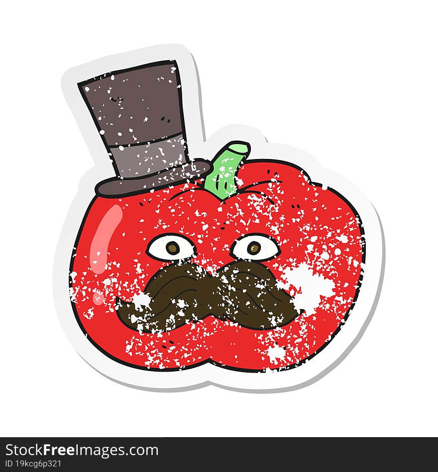 retro distressed sticker of a cartoon posh tomato