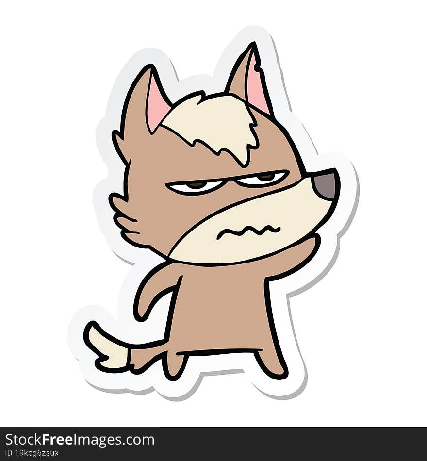 sticker of a cartoon annoyed wolf