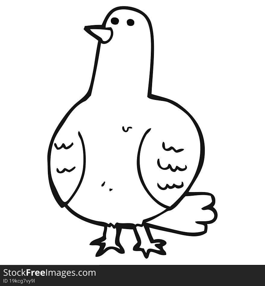 black and white cartoon bird