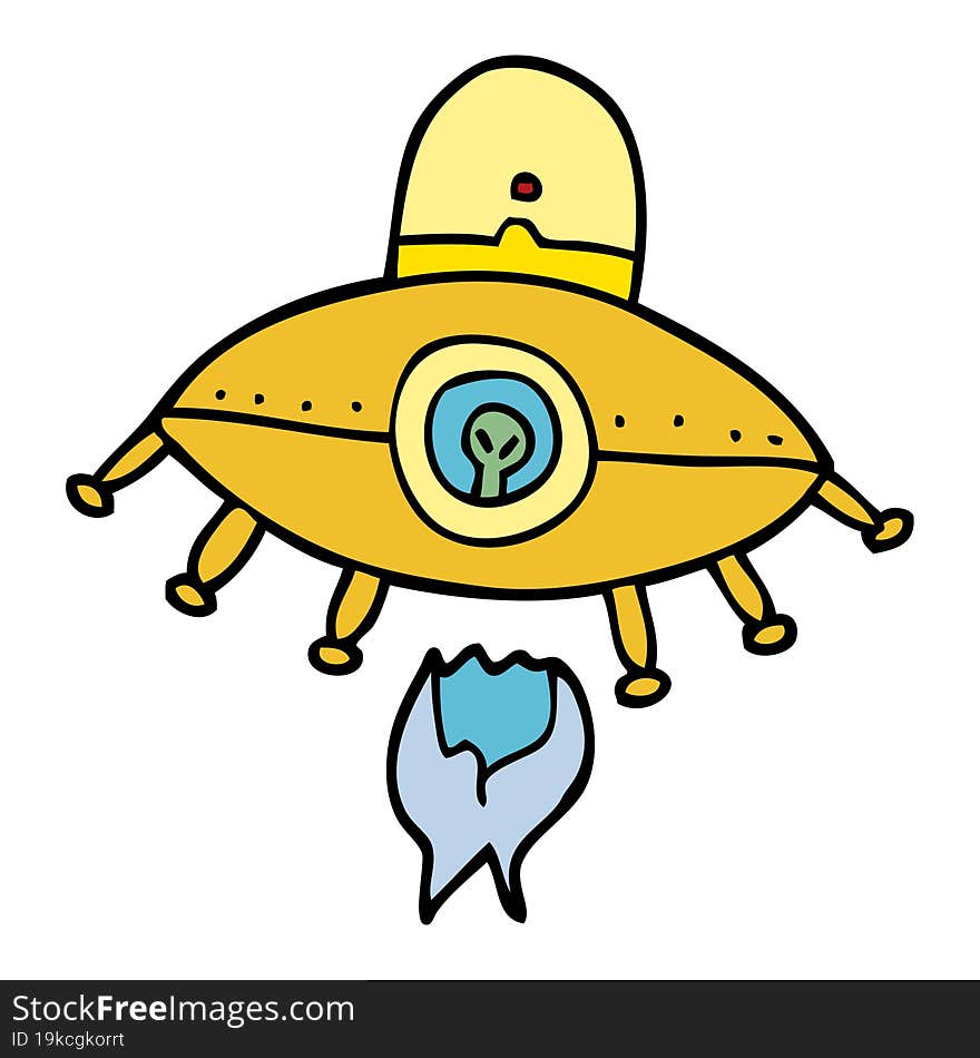 Cartoon Doodle Alien Spaceship