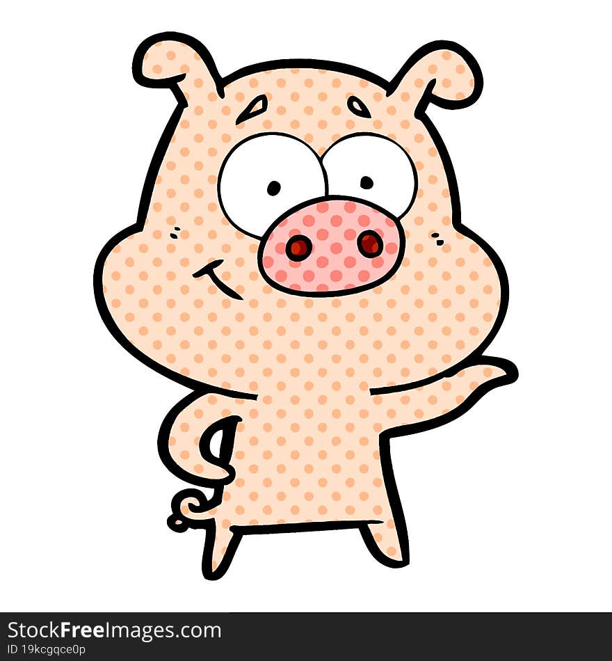 cartoon pig pointing. cartoon pig pointing