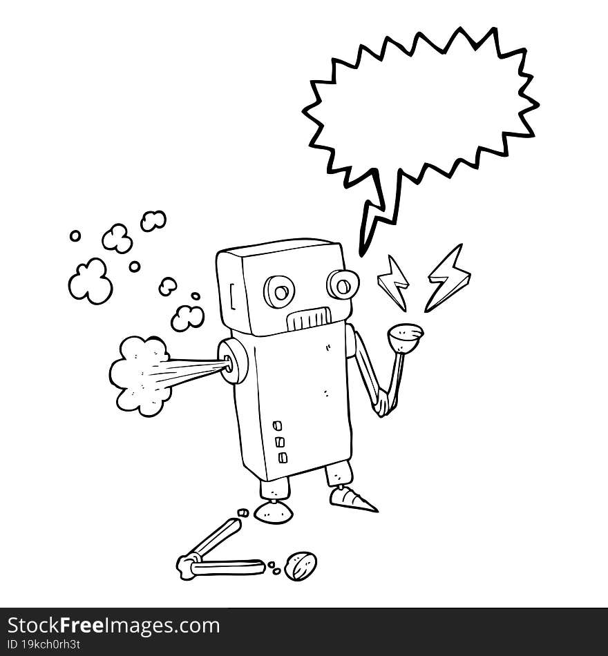 speech bubble cartoon broken robot