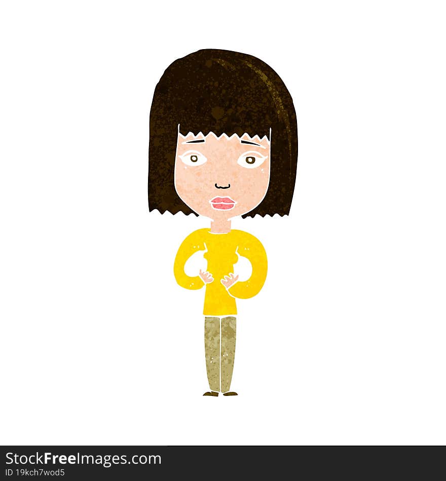 cartoon woman indicating self