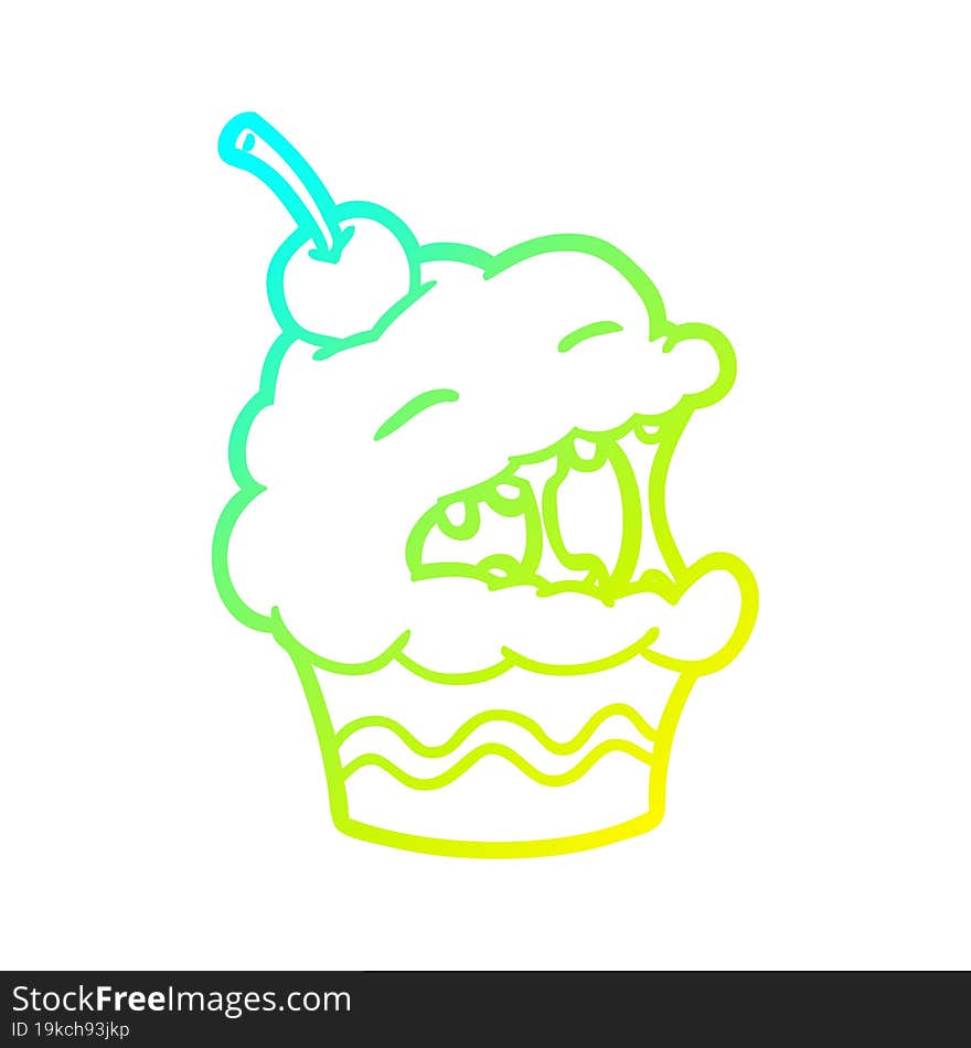 cold gradient line drawing funny cupcake