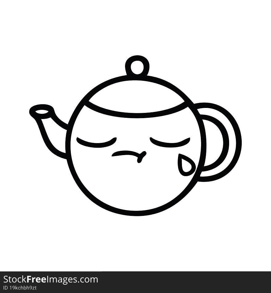 line drawing cartoon of a teapot. line drawing cartoon of a teapot