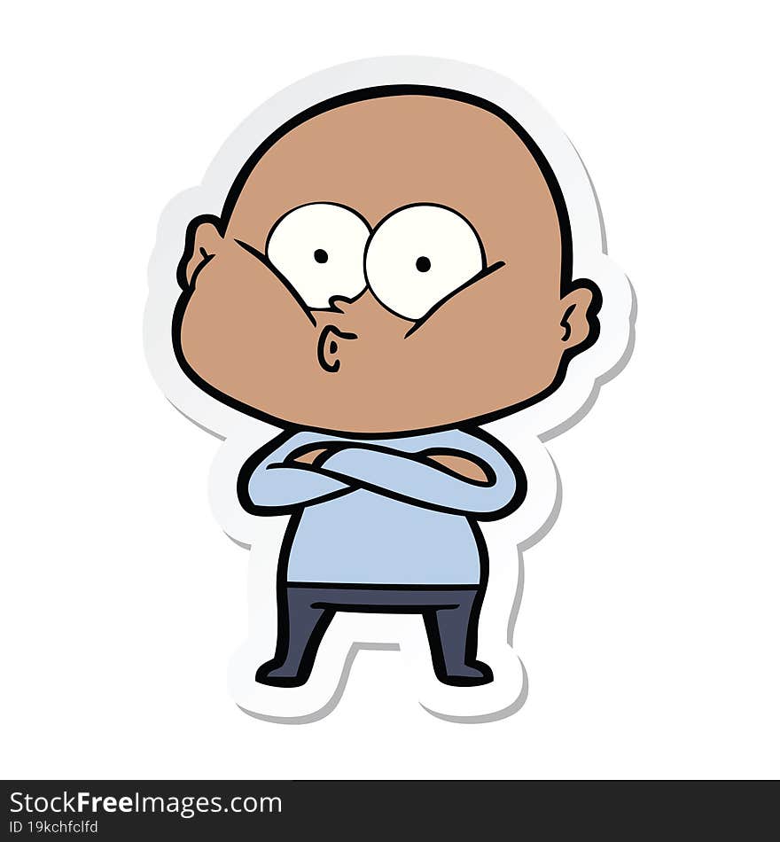 sticker of a cartoon bald man staring