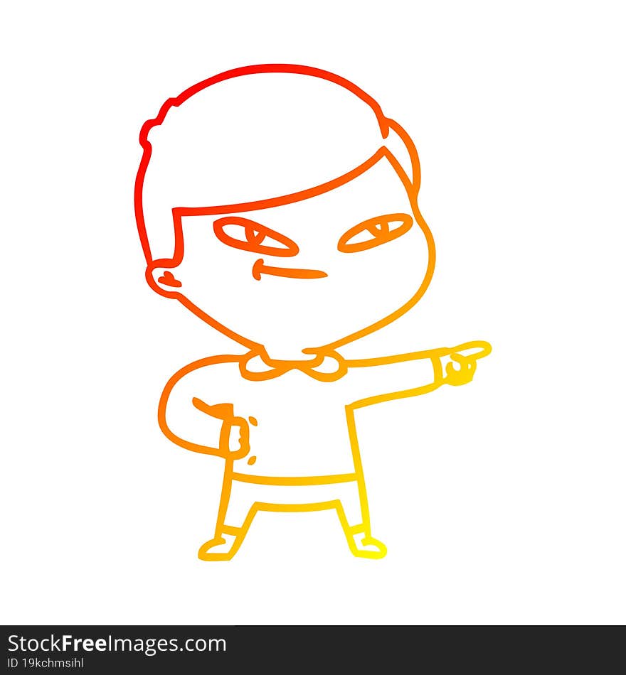 warm gradient line drawing cartoon pointing man