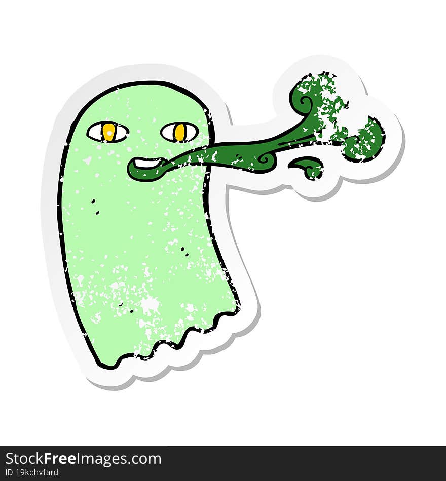 retro distressed sticker of a funny cartoon ghost