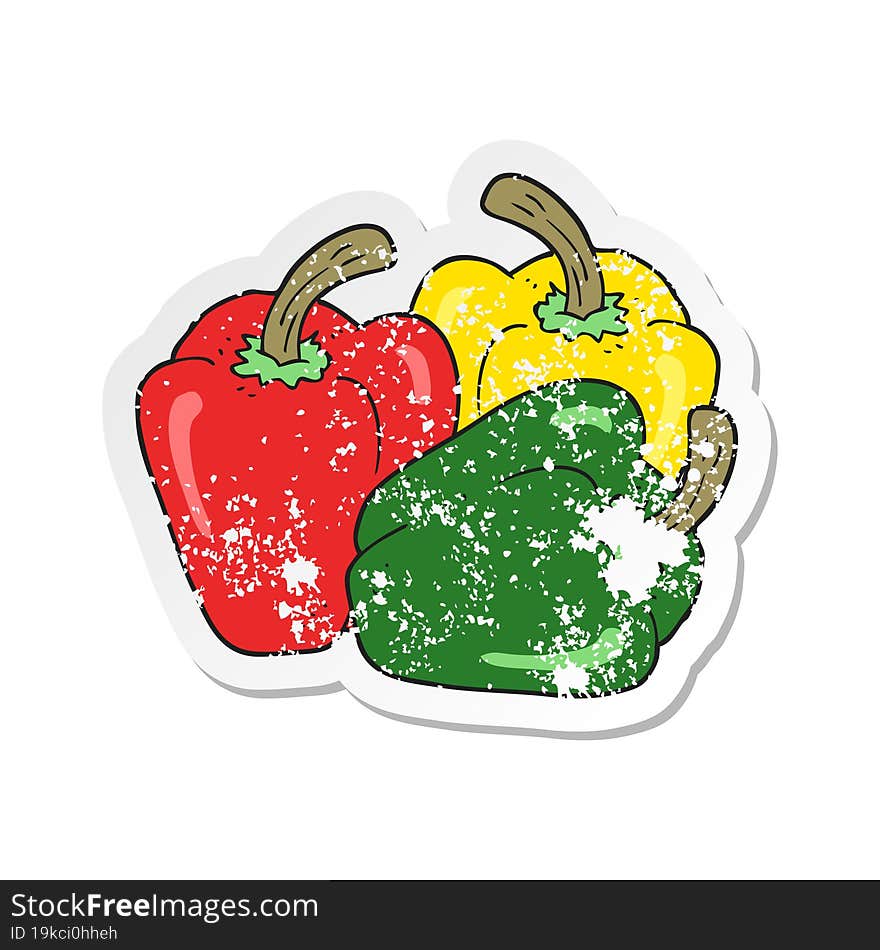 Retro Distressed Sticker Of A Cartoon Peppers