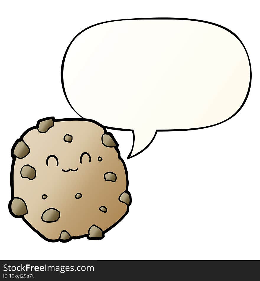 cartoon biscuit and speech bubble in smooth gradient style