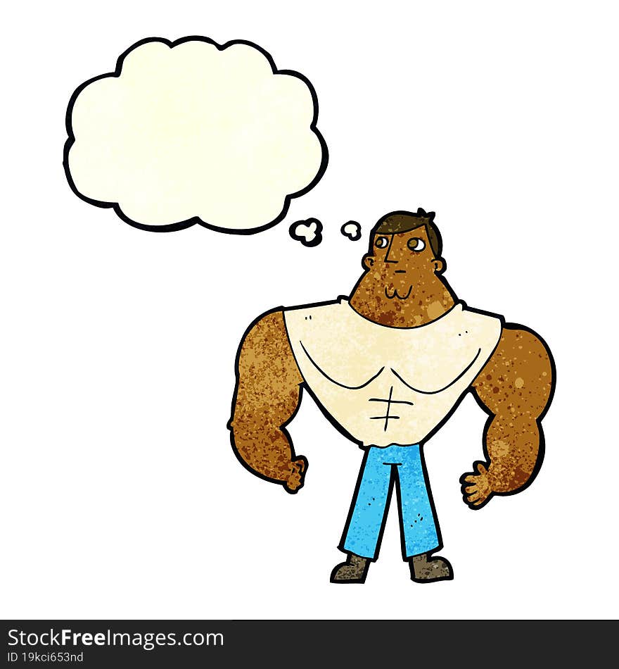 Cartoon Body Builder With Thought Bubble