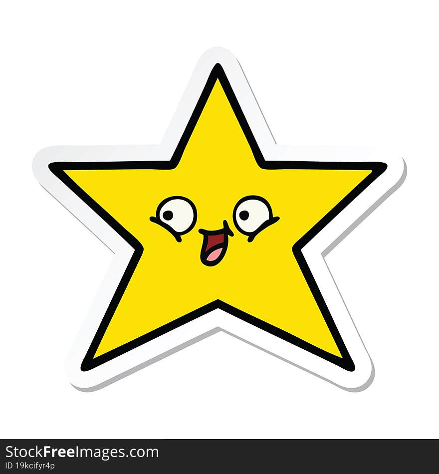 sticker of a cute cartoon gold star