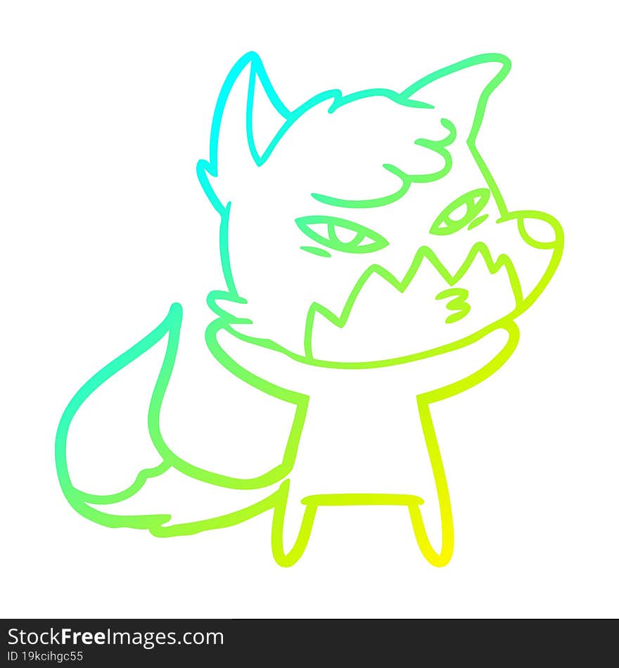 cold gradient line drawing clever cartoon fox