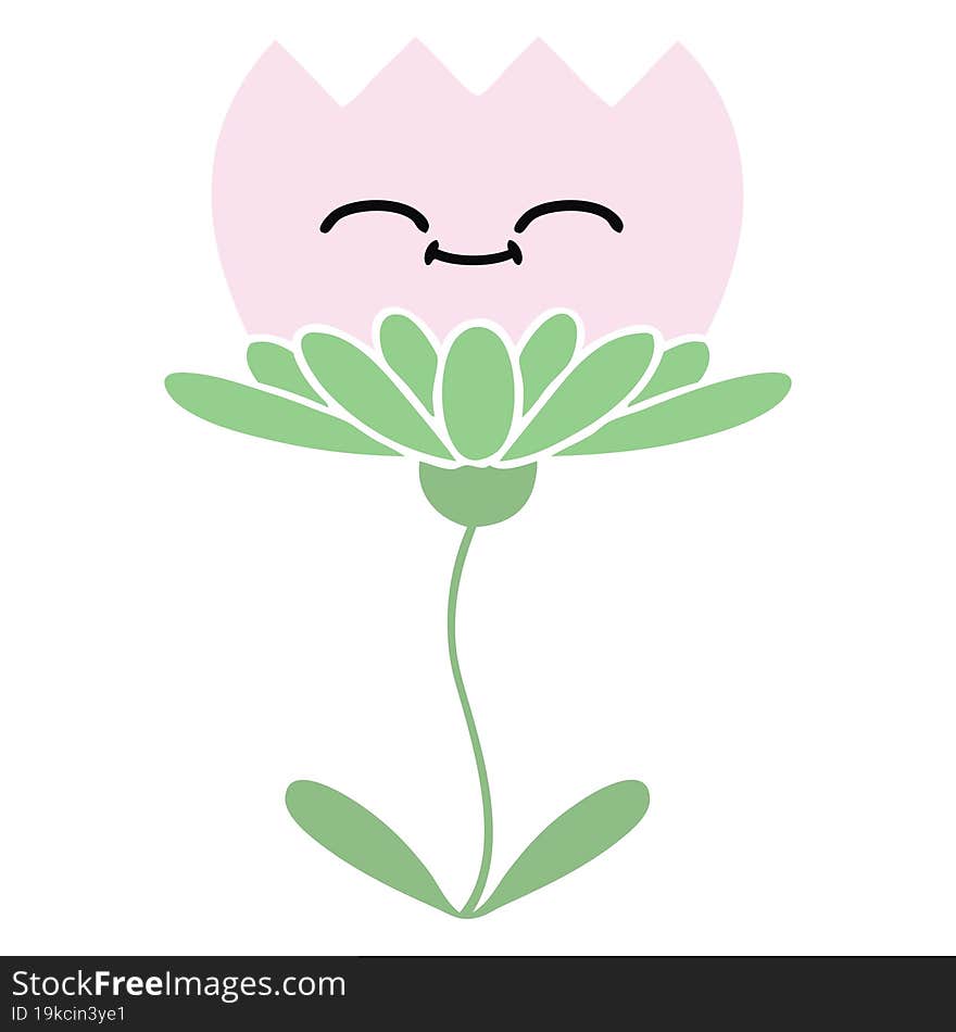 Flat Color Retro Cartoon Flower