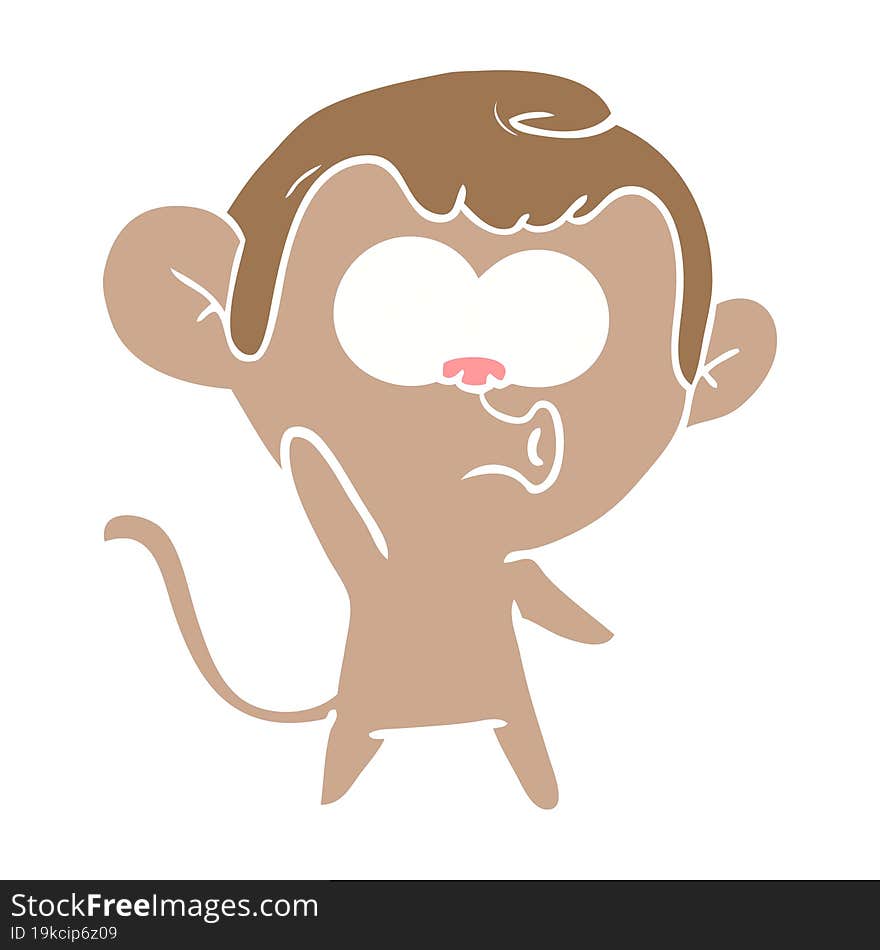 flat color style cartoon hooting monkey